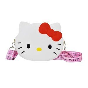 Hello Kitty Purse Kawaii Cat Side Bag Gift for Girls White With Red Bow Silicone